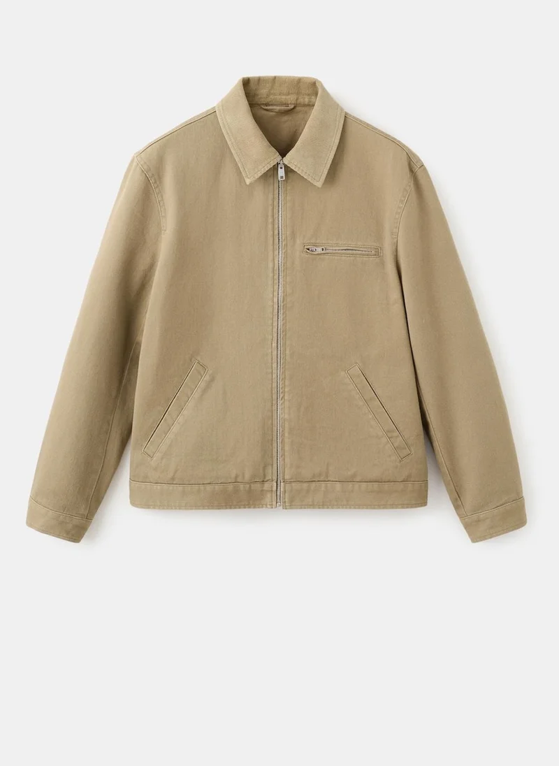 Mango Man  Corduroy collar denim jacket for Men | Best Price UAE
